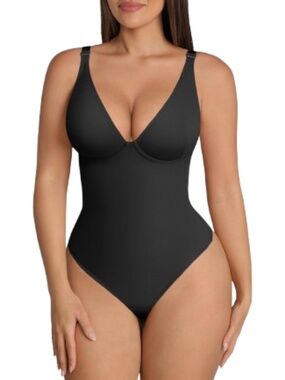 NWT FeelinGirl Women’s Black Tummy Control Slim Bodysuit Shapewear Size Small